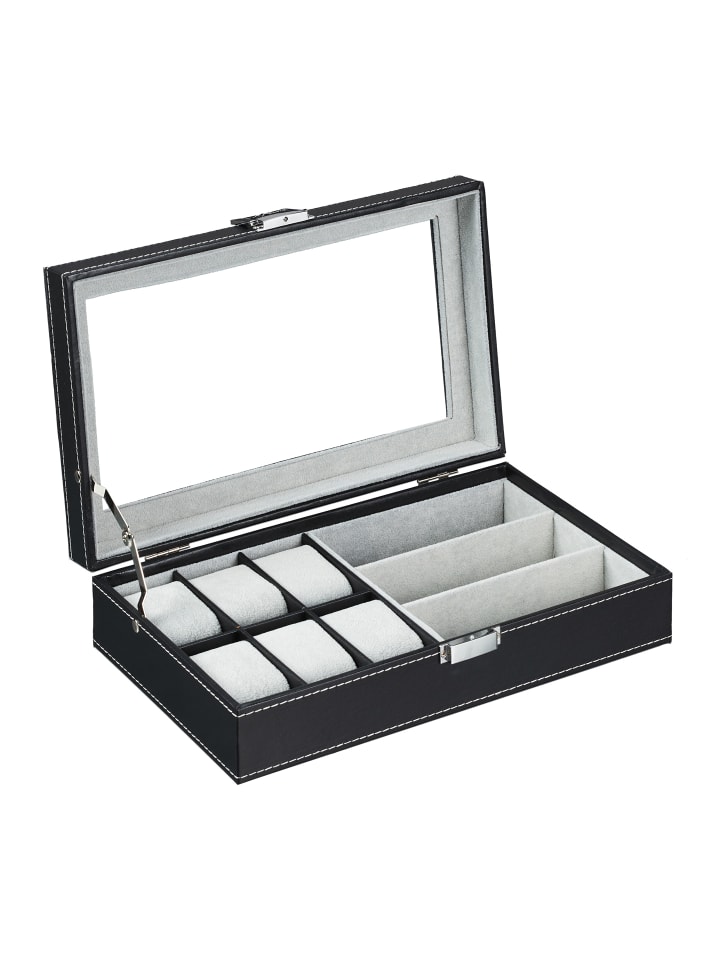 relaxdays Schmuckaufbewahrung in Schwarz - (B)33 x (H)9 x (T)20,5 cm günstig kaufen onesize