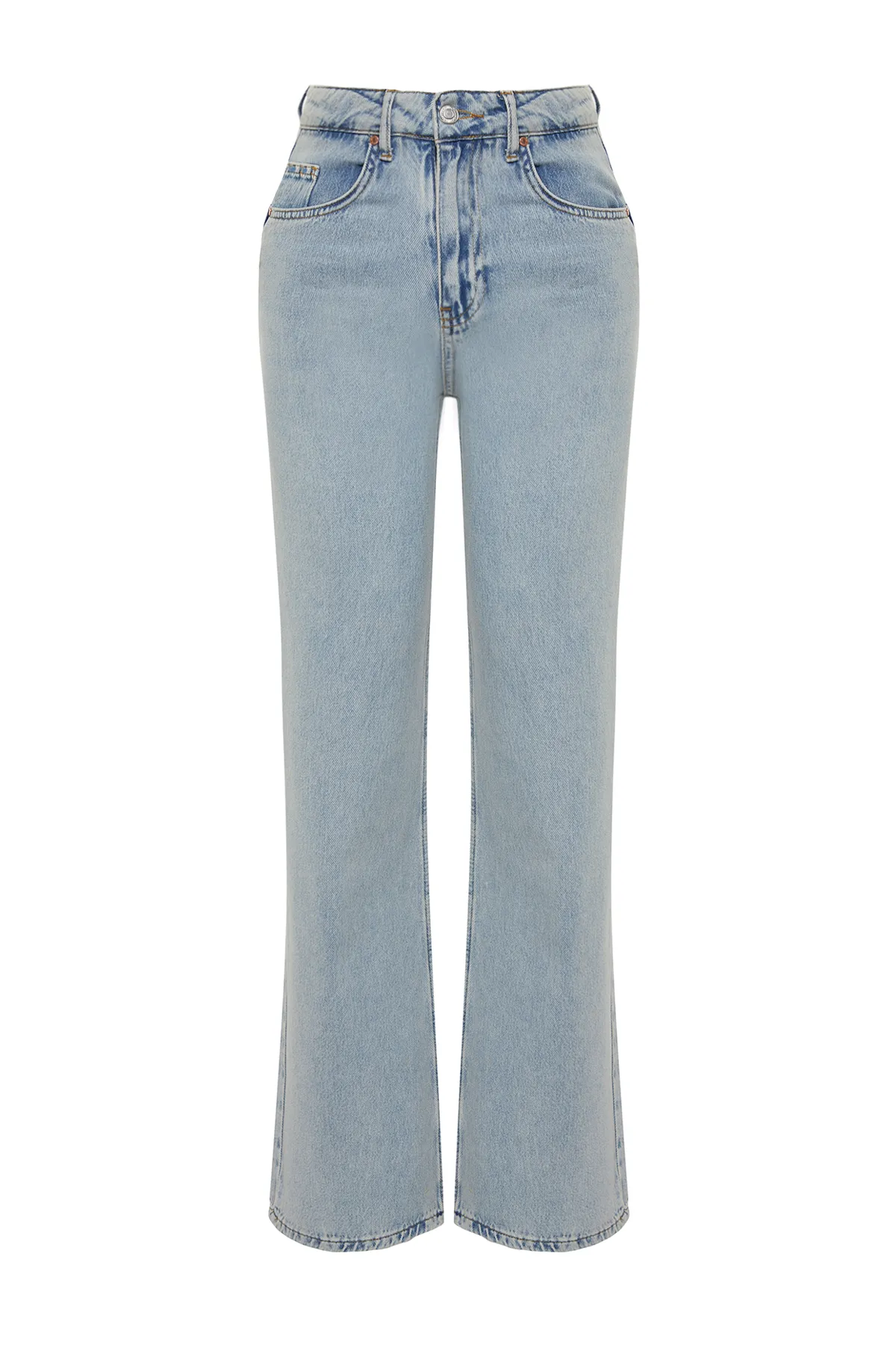 Trendyol Collection  Hellblaue Jeans mit hoher Taille und weitem Bein TWOSS24JE00022