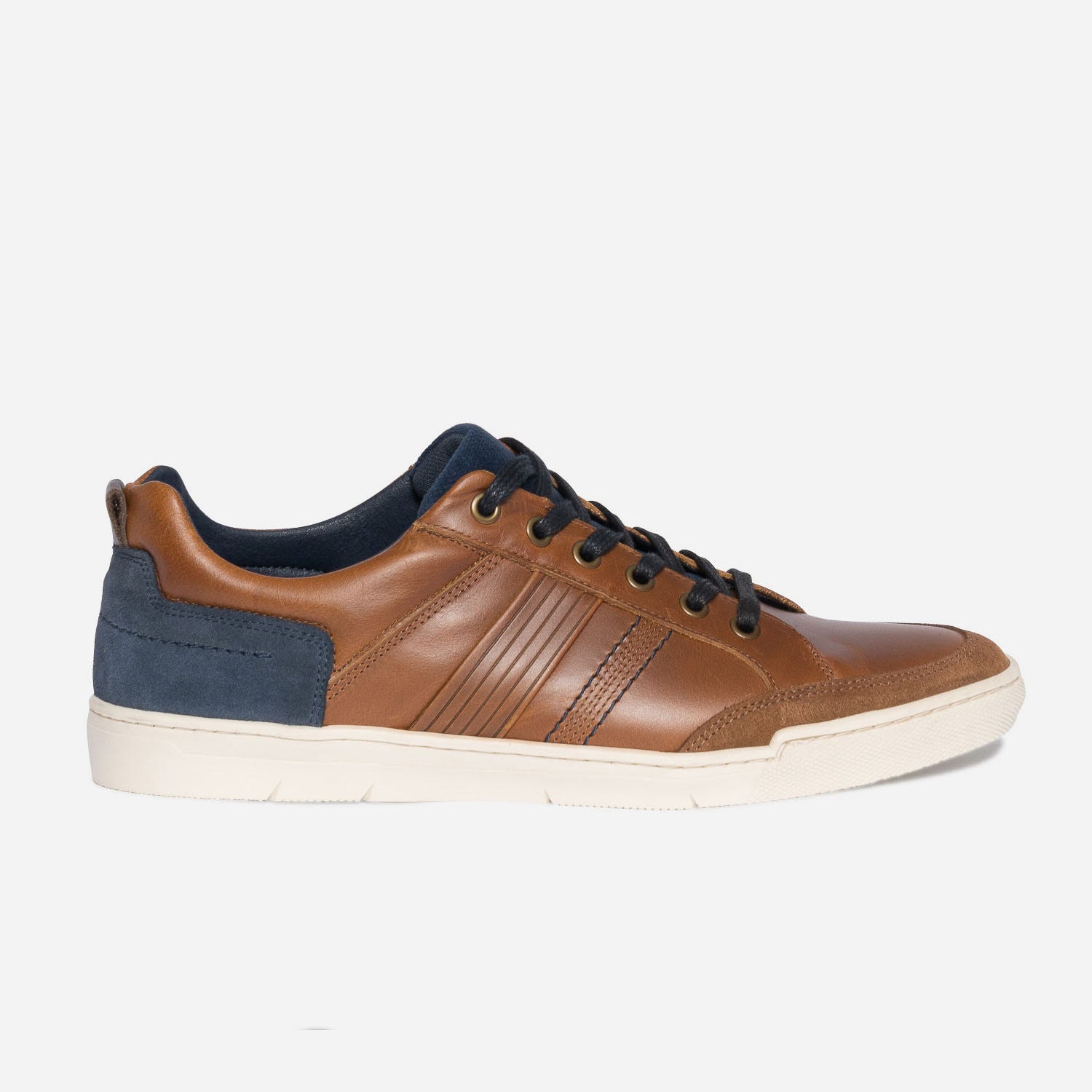 Basket cognac en cuir