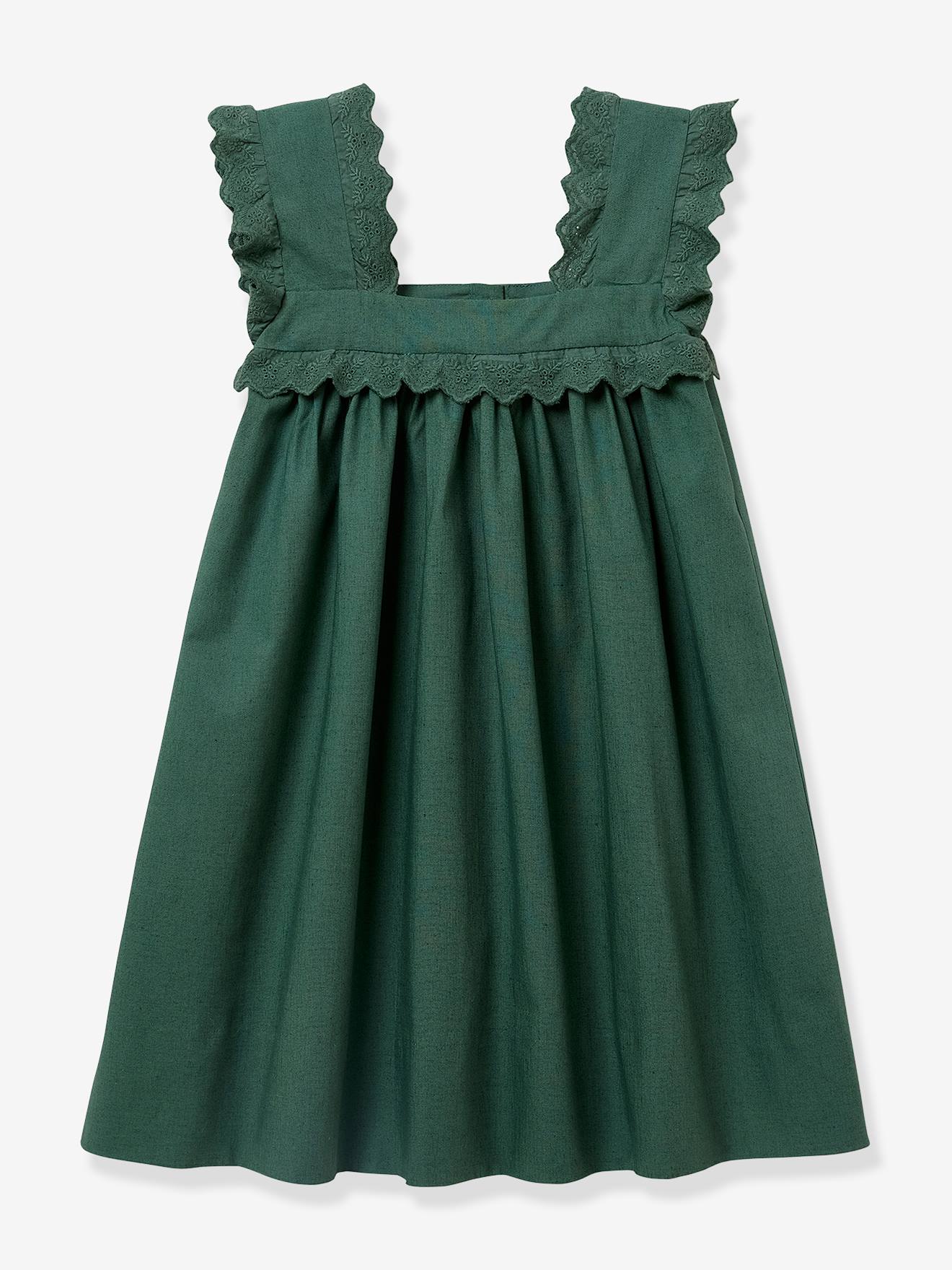 Cyrillus Mädchen Festkleid JUDITH CYRILLUS, Bio-Baumwolle - grün