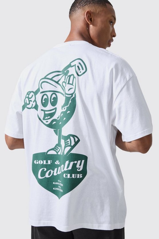 Man Active Oversize T-Shirt mit Golf Country Club Print