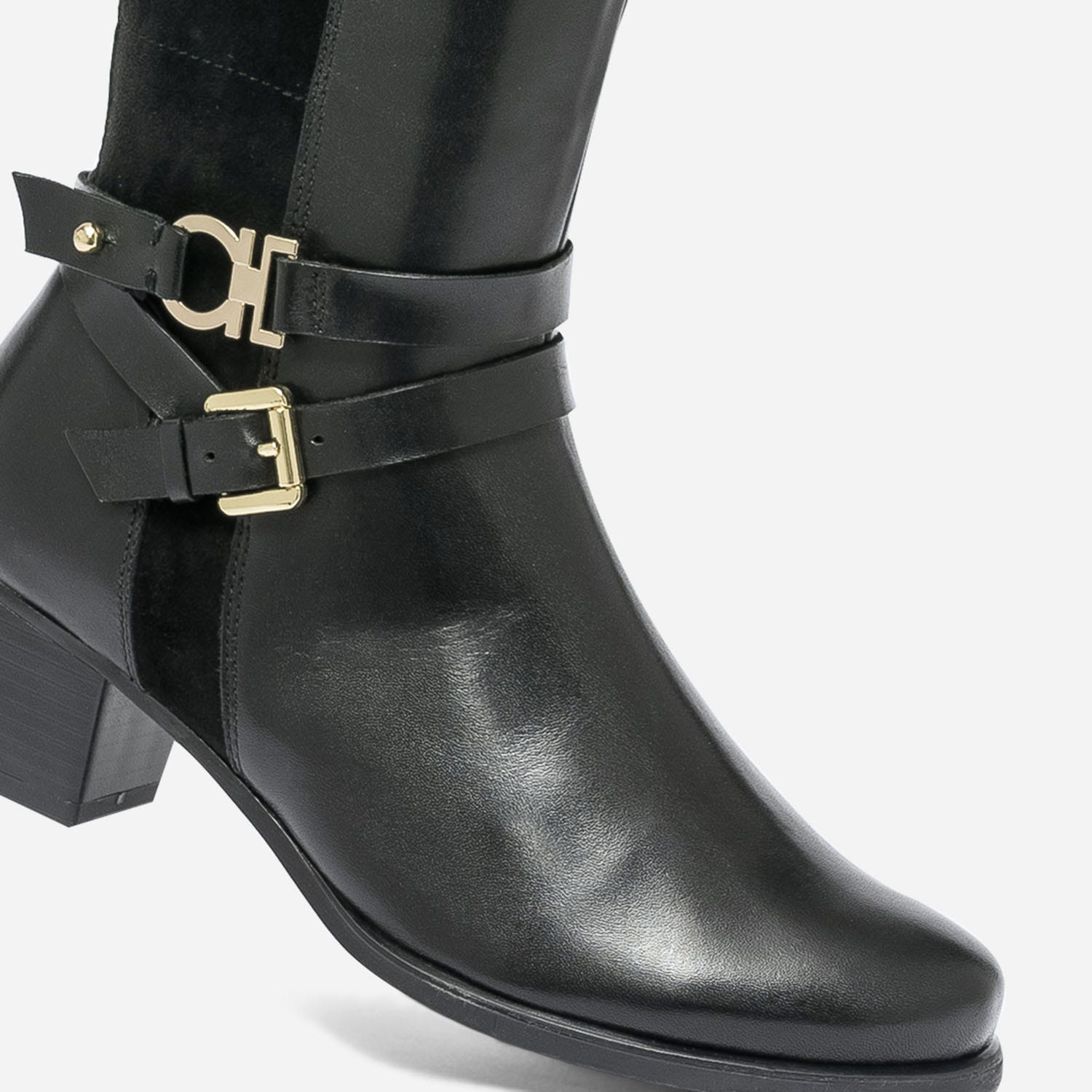 Botte CAPRICE noire en cuir et textile