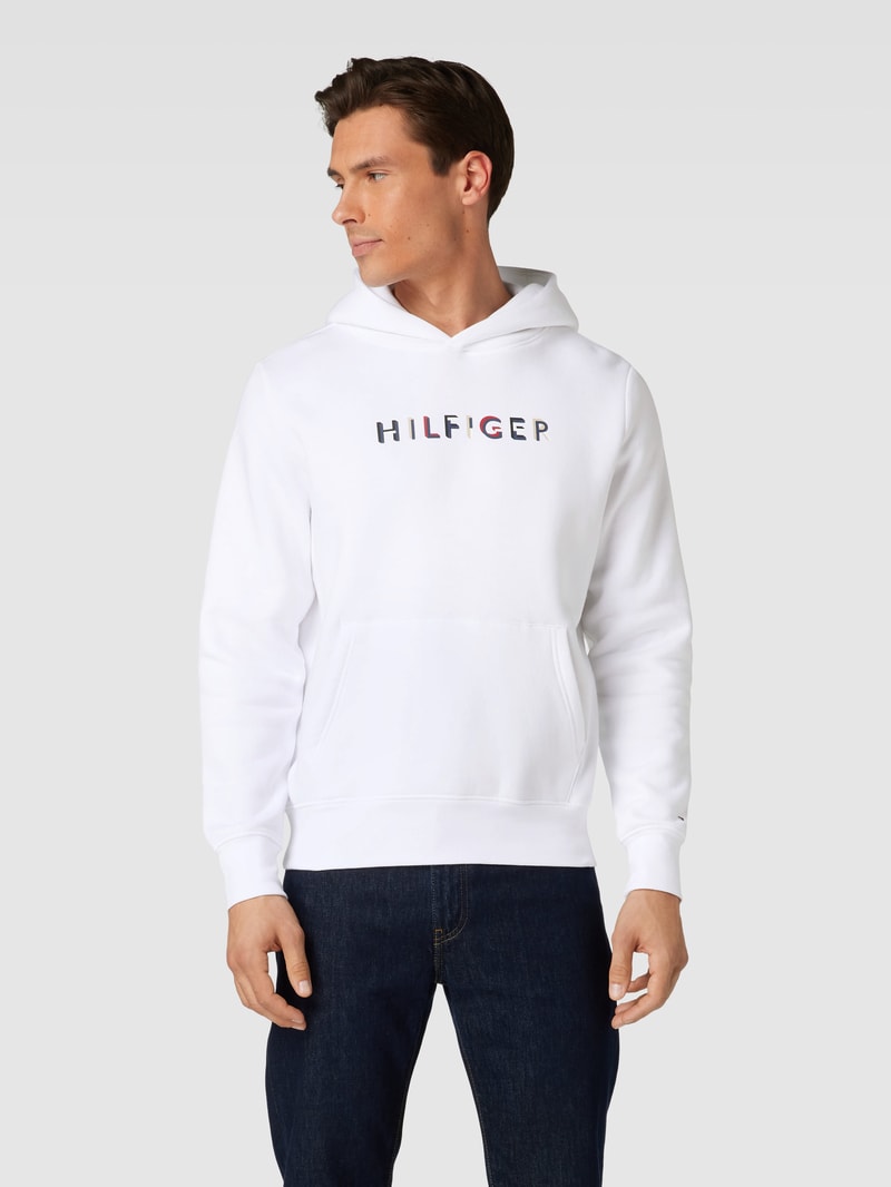 Hoodie mit Label-Print in weiß