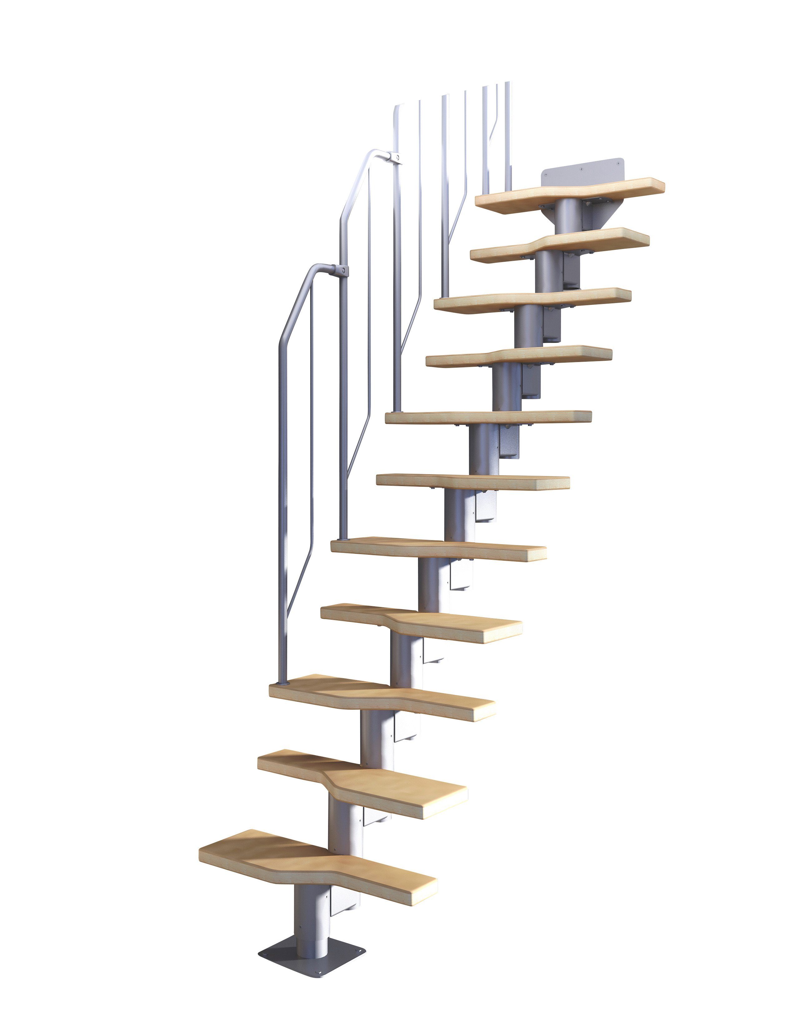 Dolle Systemtreppe, für Geschosshöhen bis 270 cm, Stufen offen, Buche