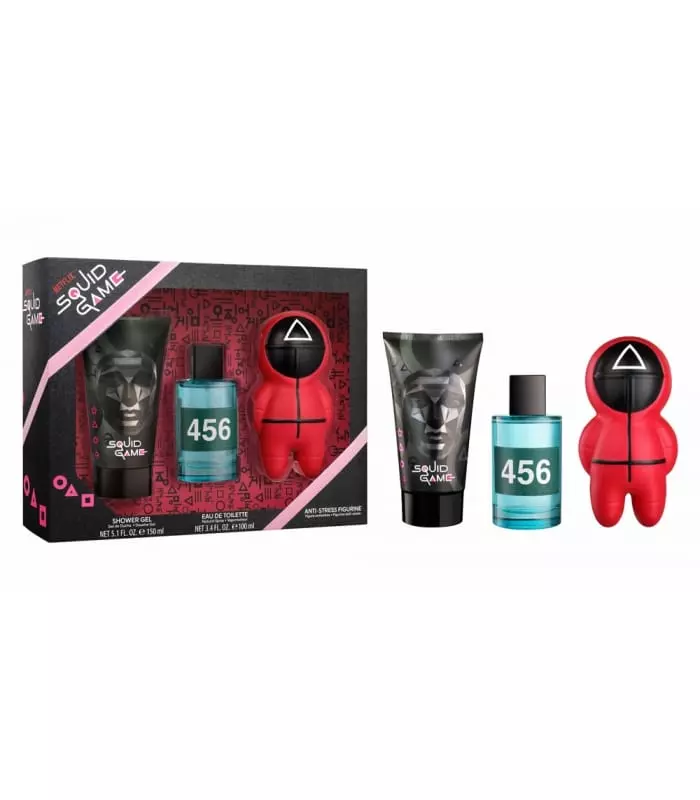 SQUID GAME Coffret Eau de toilette vapo 100 ml + gel douche 150 ml + figurine anti-stress