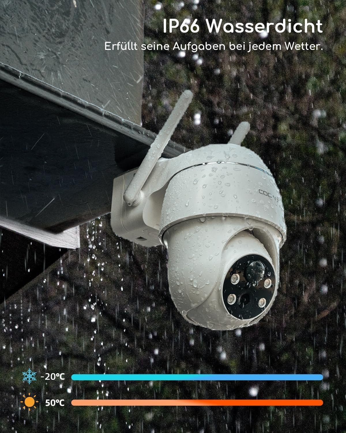 COOAU 2K 3MP Überwachungskamera Aussen Akku Kabellose WLAN IP Kamera Überwachungskamera (Außenbereich, Wald, Farm, Campingbus, Straße, 355°/90° Schwenkbar,Nachtsicht in Farbe, Personen-/Bewegungserkennung, Intelligente PIR-Erkennung-Fast keine Fehlal