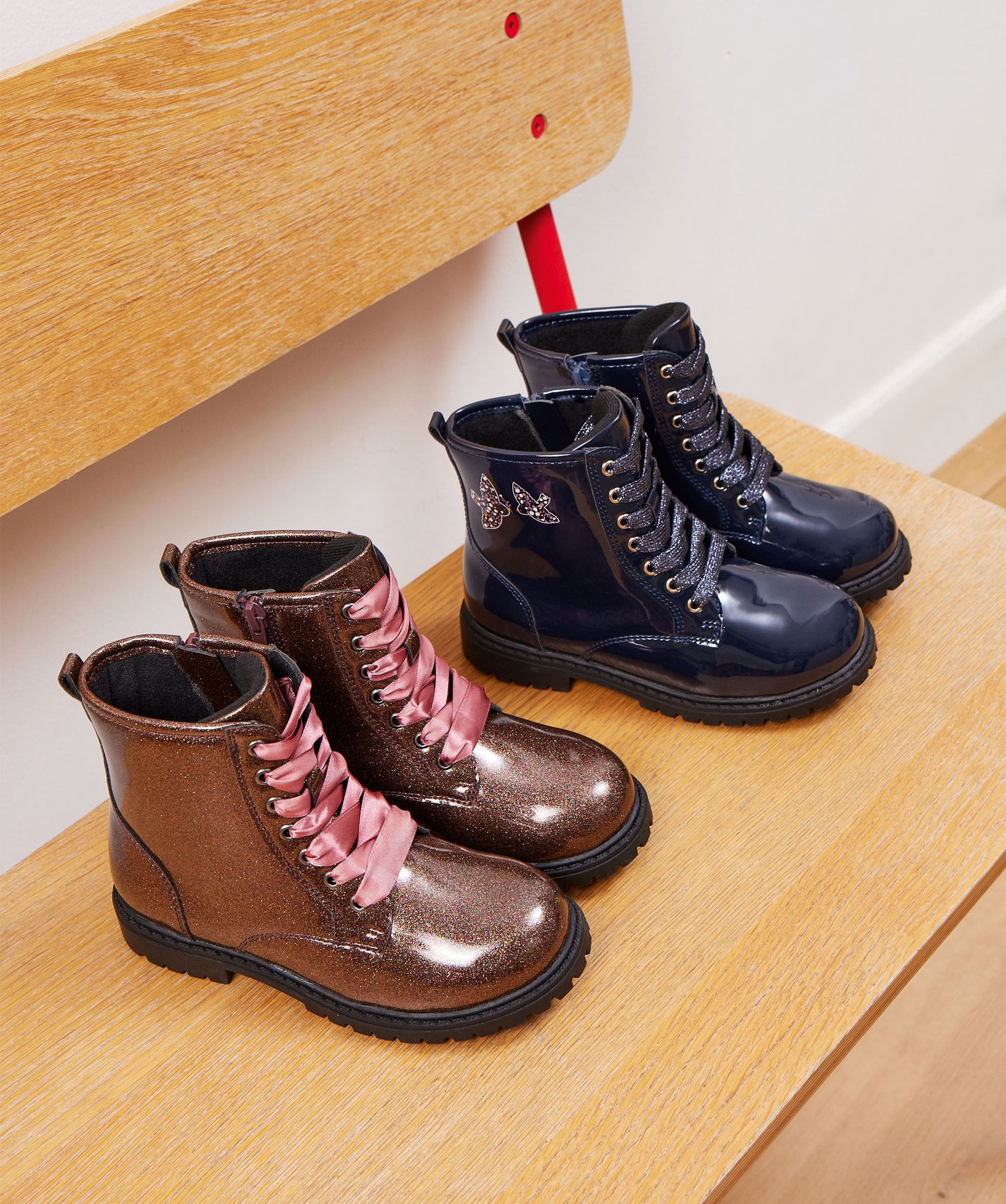 Boots fille vernies à paillettes du 25 au 30 noir | GEMO