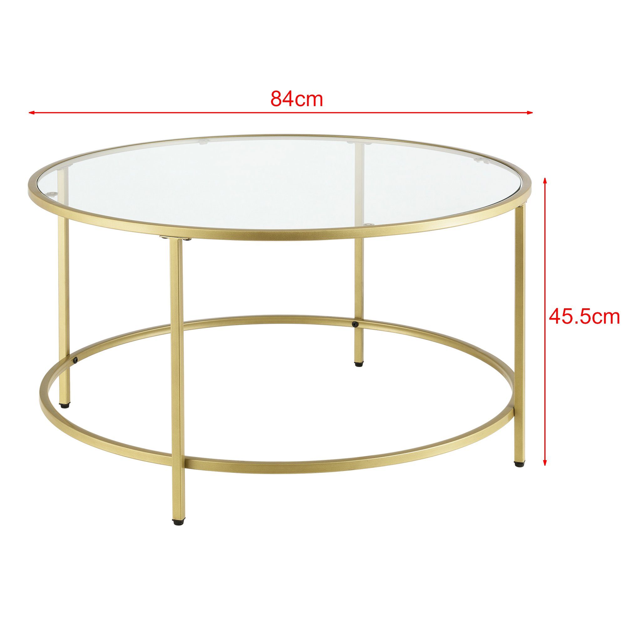 en.casa Couchtisch, Kouvola Wohnzimmertisch Sofatisch 84x45,5cm Glastisch Gold