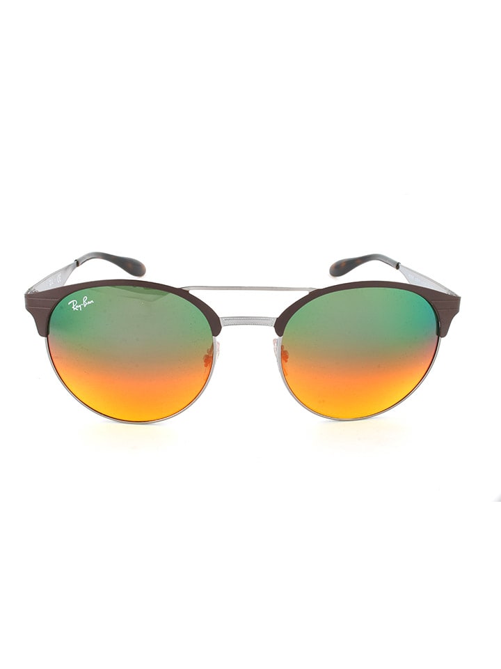 Ray Ban Unisex-Sonnenbrille in Braun-Silber/ Grün-Orange günstig kaufen