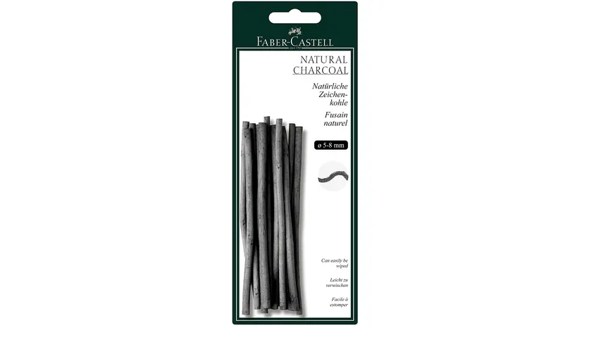 FABER-CASTELL Zeichenkohle natürlich Pitt 5-8mm schwarz