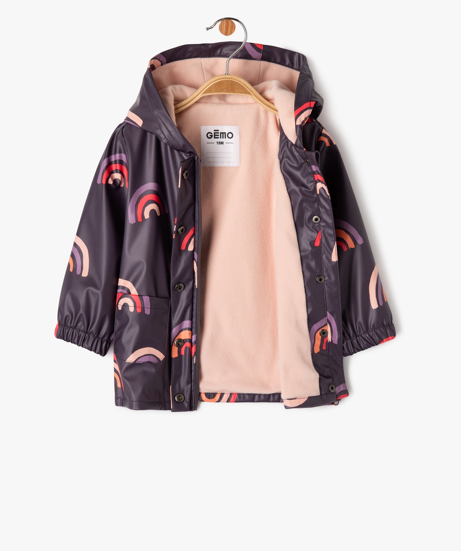 Imperméable bébé fille à motif coeurs doublé polaire multicolore | GEMO