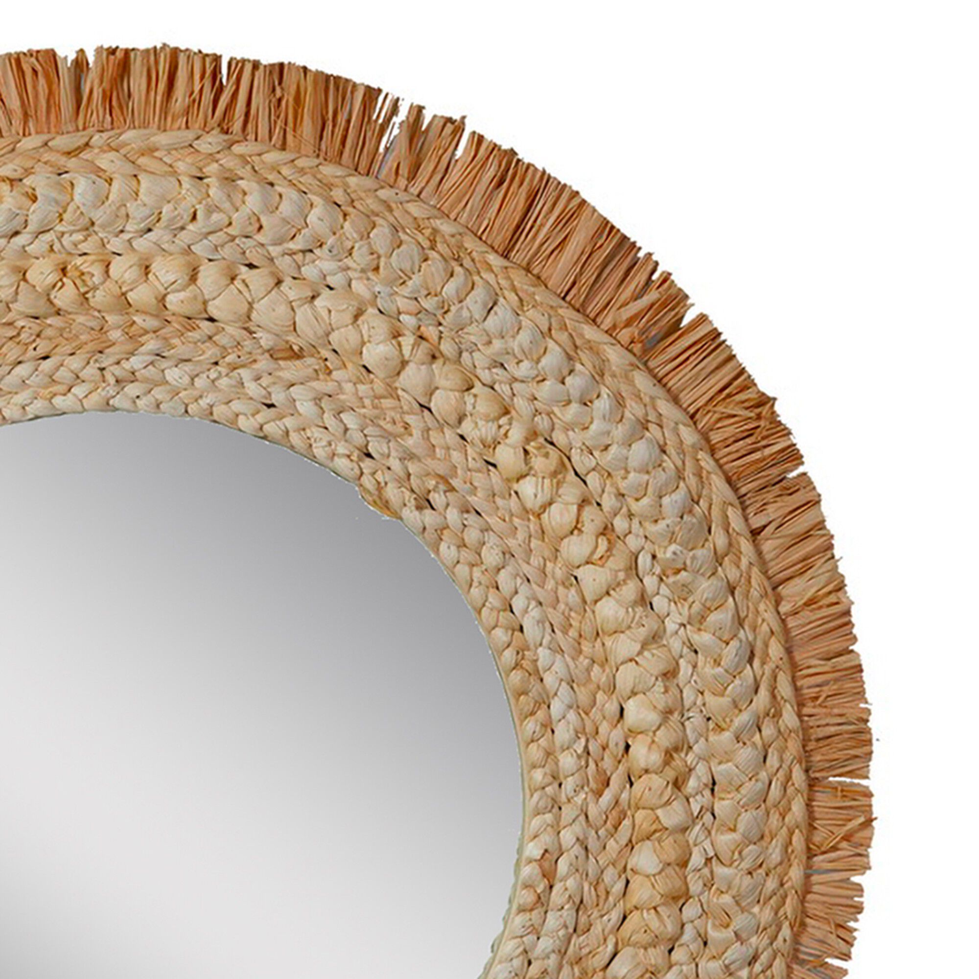 Miroir mural rond effet raphia