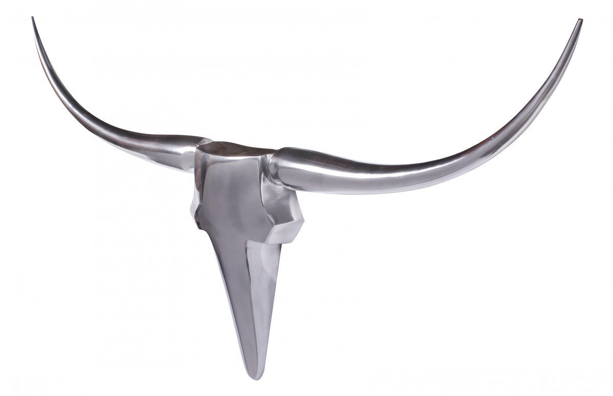 Wohnling Wanddekoration Geweih Bull L 125 cm Aluminium silbern