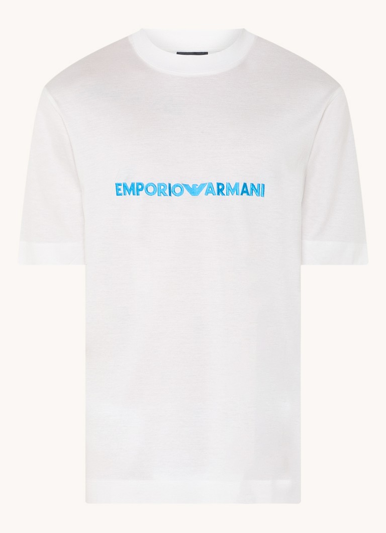 Tricou Emporio Armani din amestec de lyocell cu logo brodat