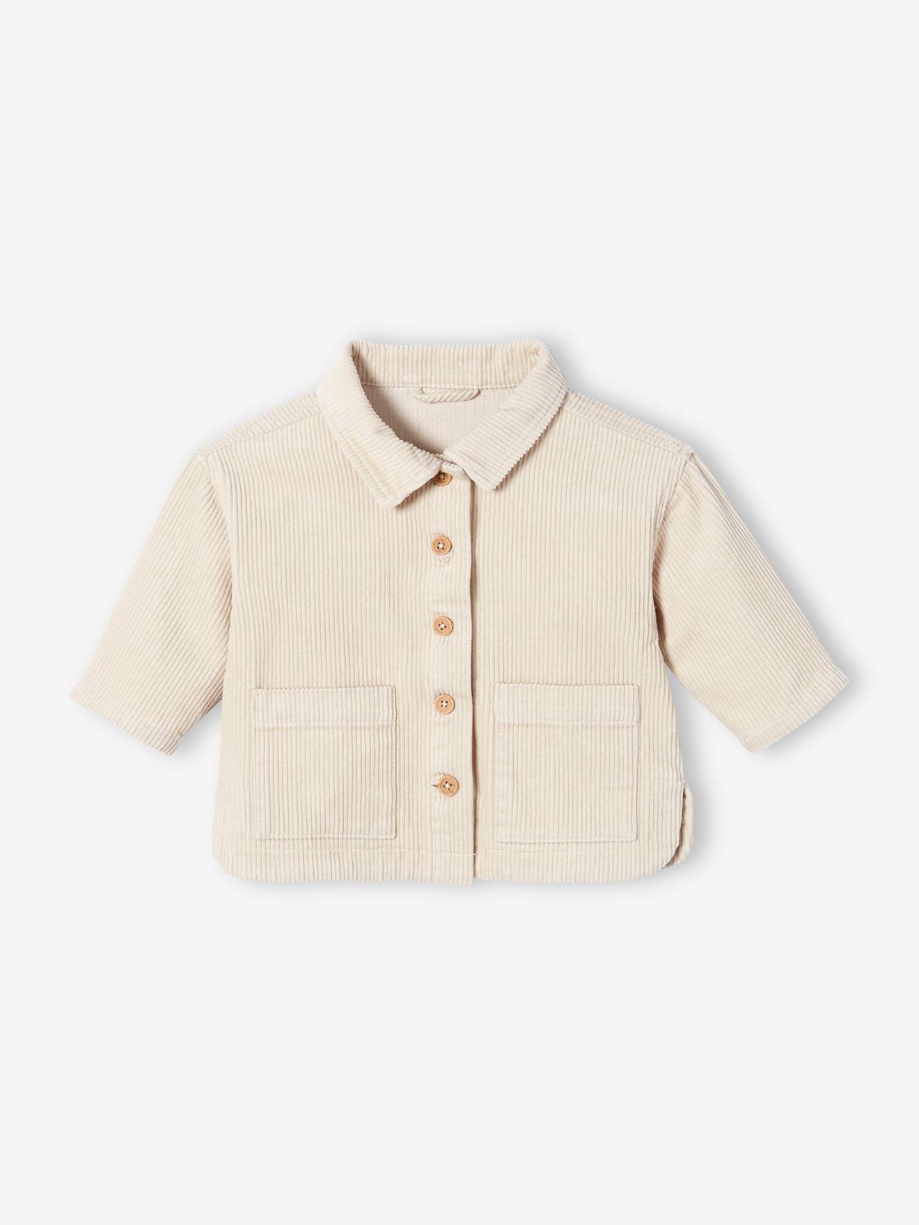 Chemise en velours côtelé bébé écru