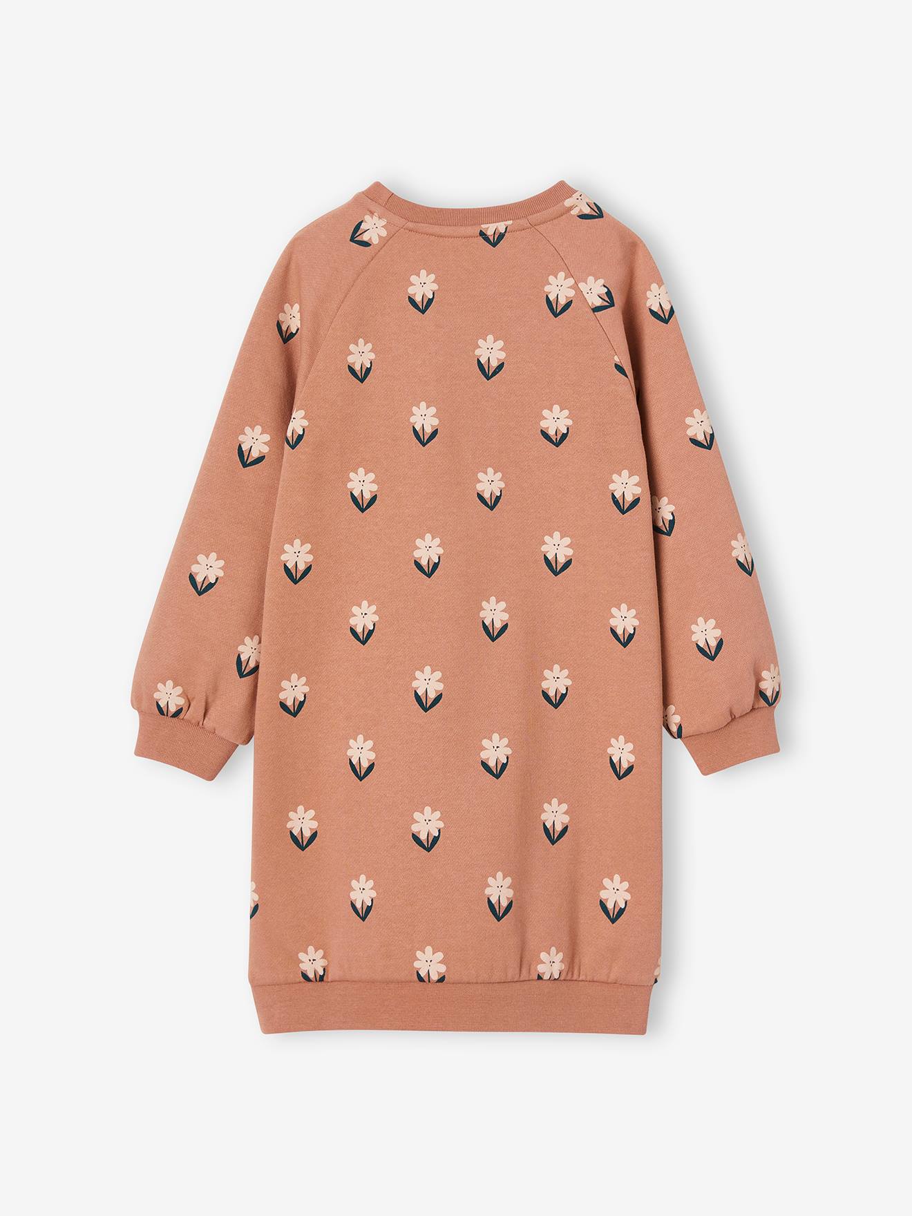 Vertbaudet Mädchen Sweatkleid mit Blumen - graublau