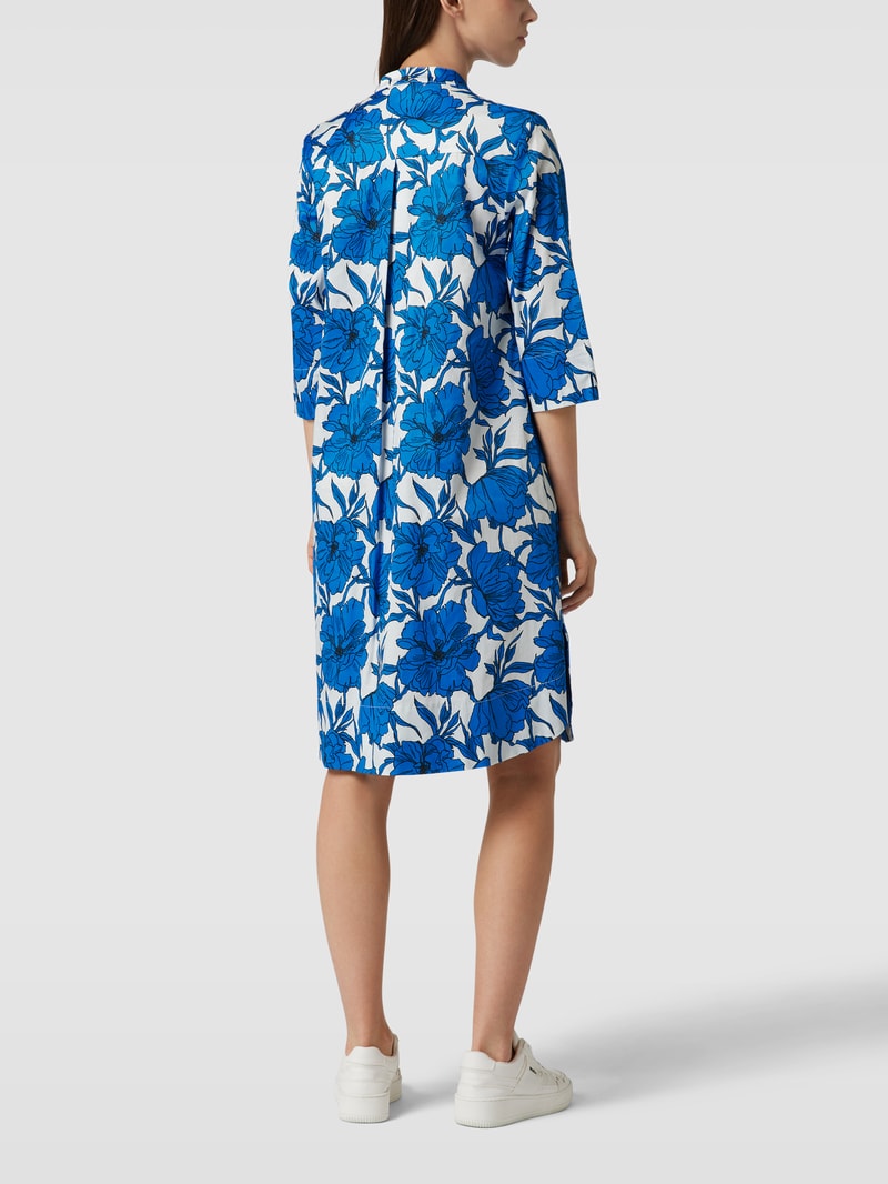 Knielanges Tunikakleid mit floralem Muster in royalblau