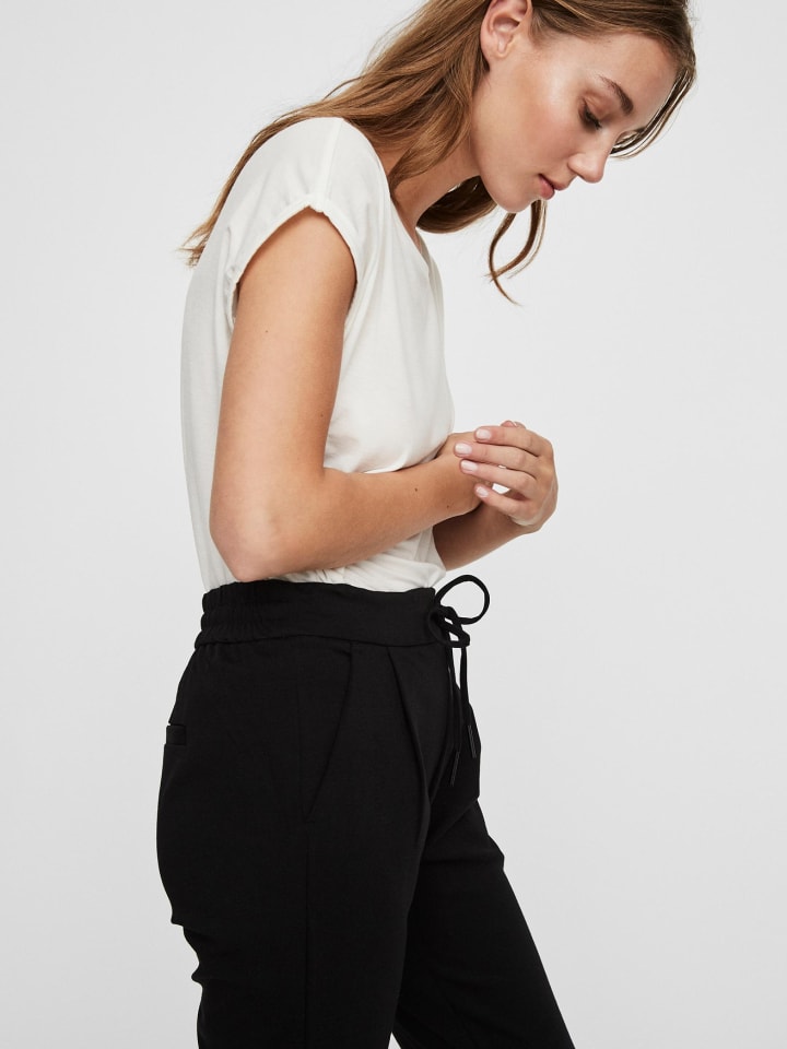 Vero Moda Lockere Stoffhose Stretch Pants mit Kordelzug VMEVA in Schwarz günstig kaufen