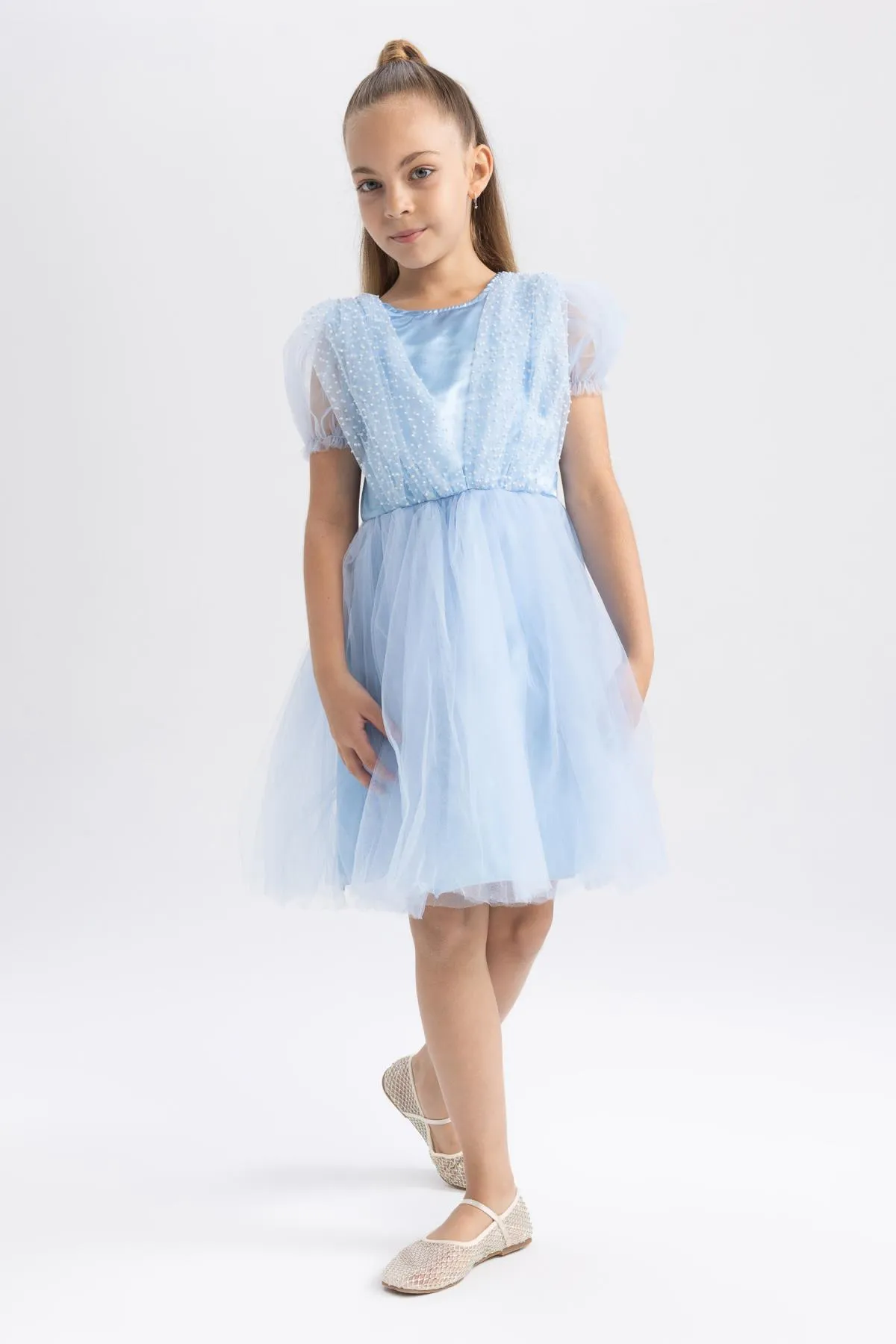 DeFacto  Mädchen Rundhals Kurzarm Tüllkleid Y7210a622sm