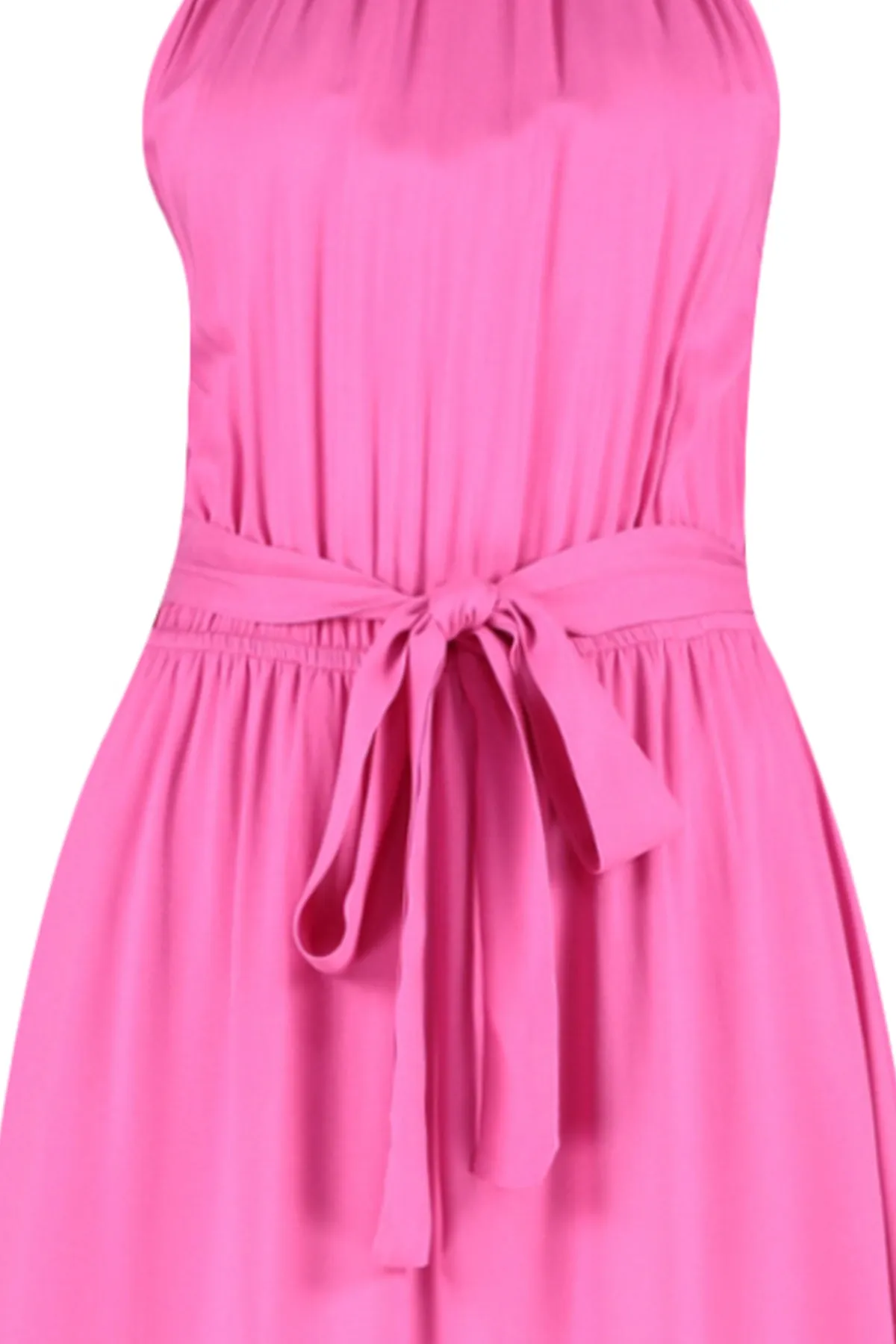 Trendyol Collection  Fuchsiafarbenes A-Linien-Midikleid aus Viskose mit Neckholder und Gürtel TWOSS19EL0155