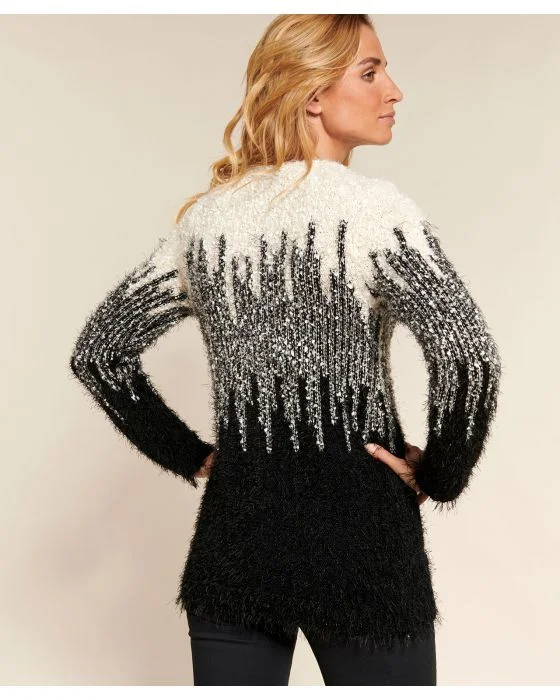 Pull graphique maille poilue