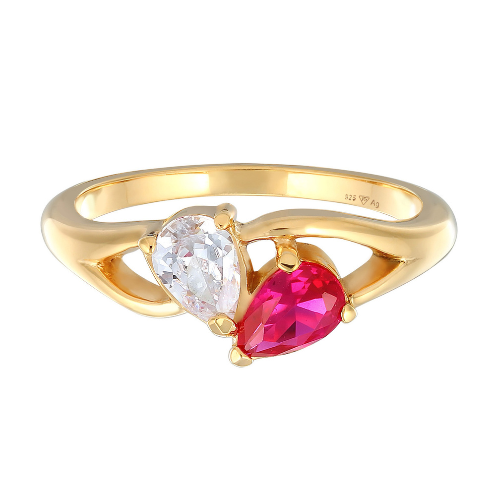 Elli Elli Bague Femmes Bague de fiançailles Infinité avec zirconium et rubis synthétiq Bague