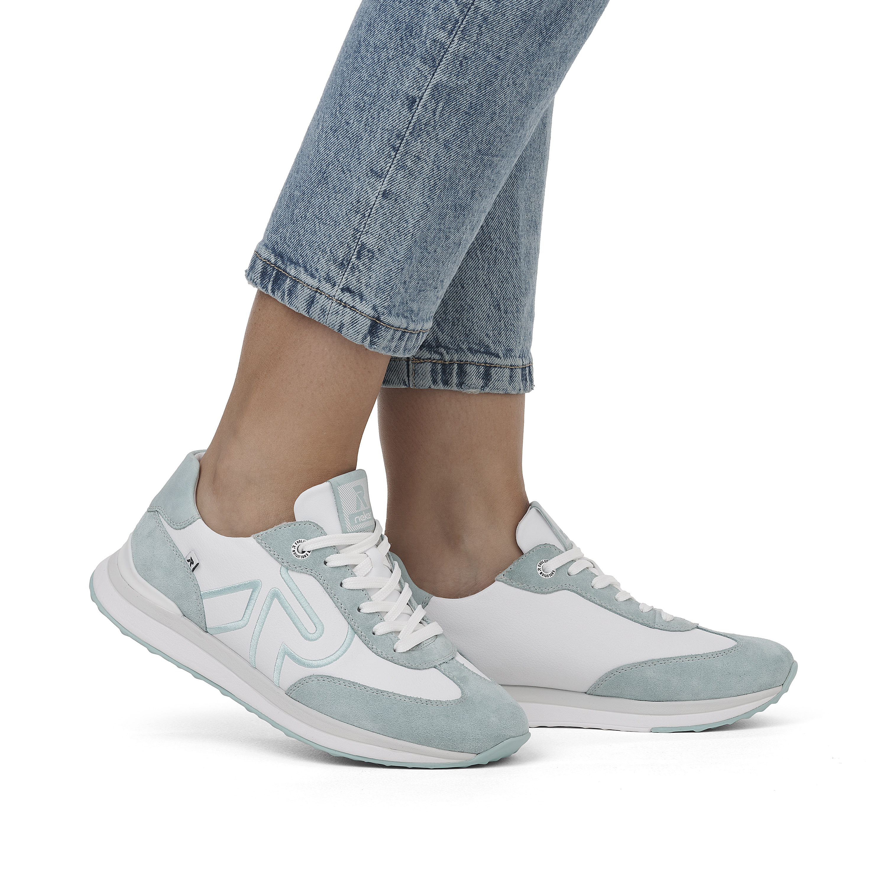 Rieker Damen Sneaker Low frost-white aquamarine