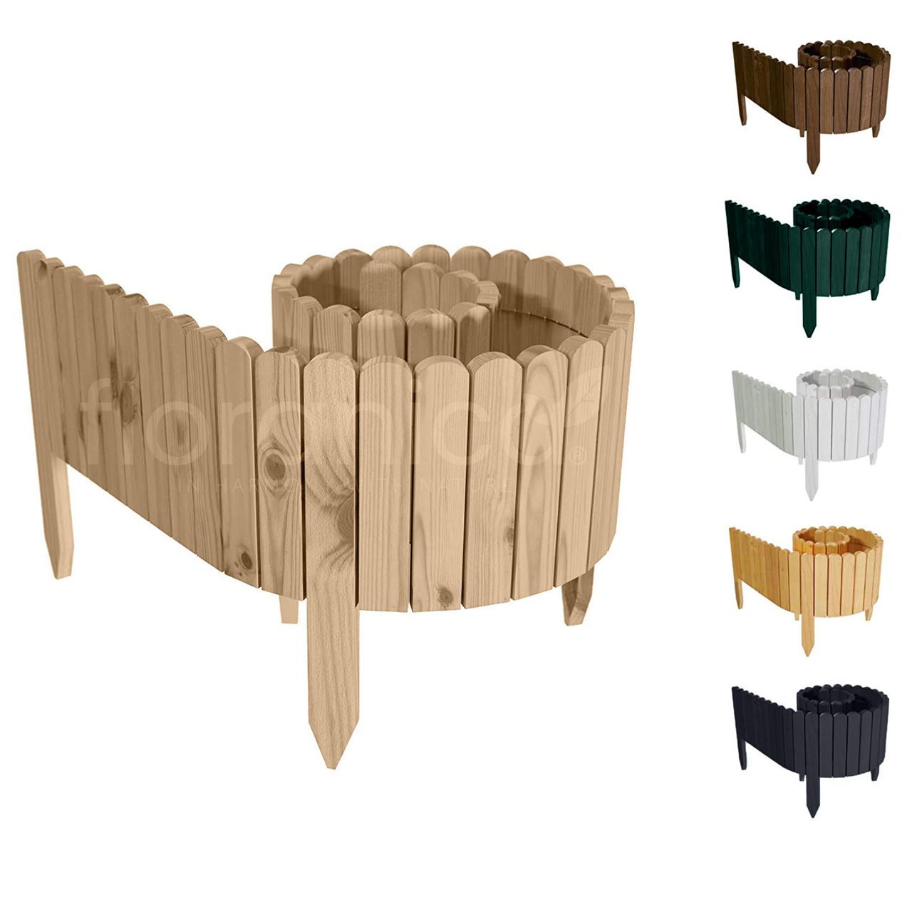 Pemicont Rollborder Flexibler Holzzaun Rolborder Beeteinfassung Rasenkante Gartenzaun