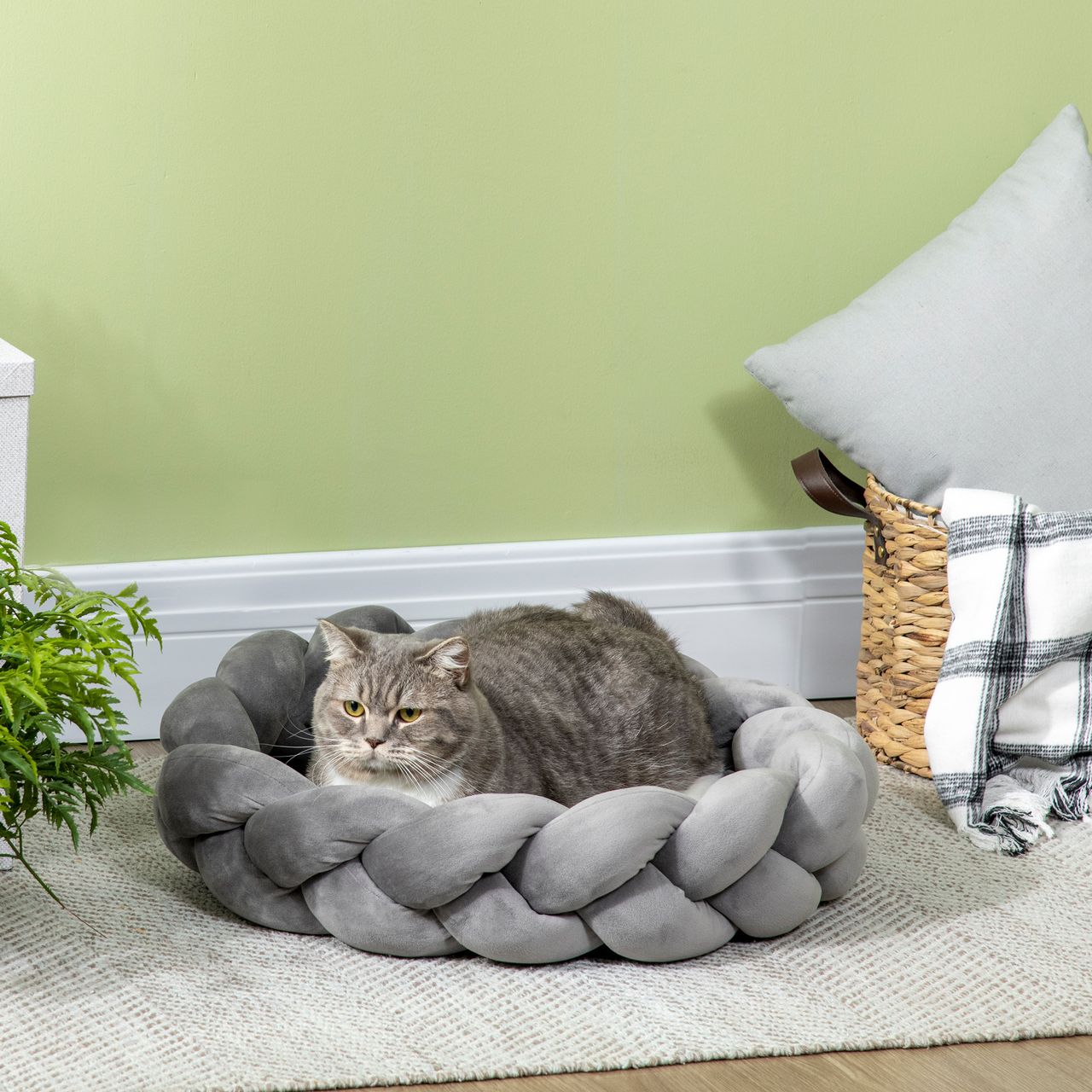 PawHut Hundebett, Rundes Hundekissen, Haustierbett Hundesofa für Mini-Hunde Samt
