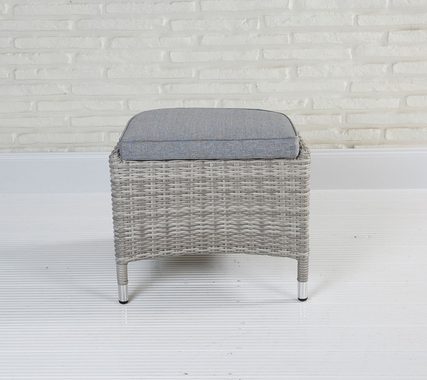 LC Garden Gartenlounge-Hocker LC Garden Nizza Dining Hocker Fußbank weiß-grau