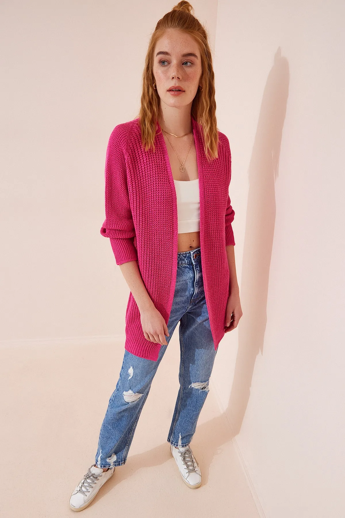 Happiness İstanbul  Strickjacke - Rosa - Regular Fit