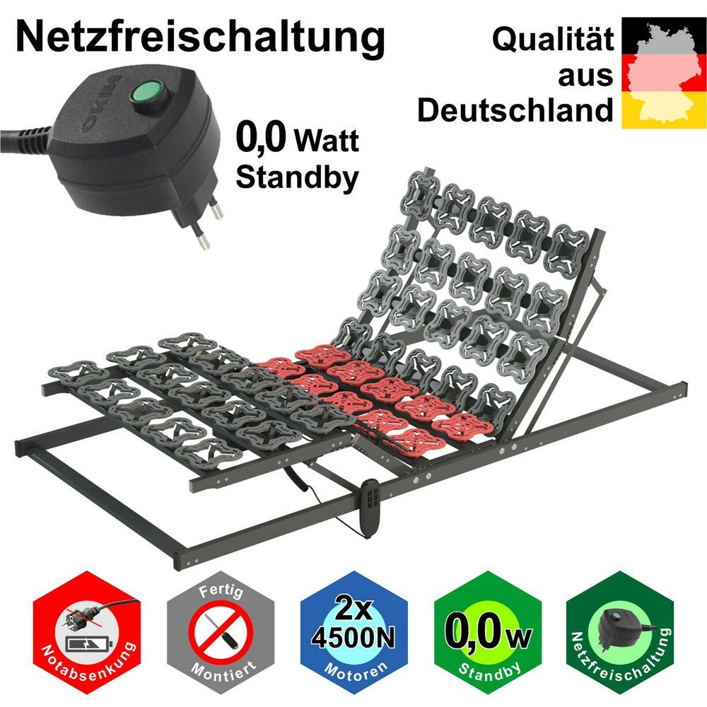Tellerlattenrost elektrischer Tellerlattenrost TerraMed T-Flex, Matratzen Perfekt, Kopfteil elektrisch verstellbar, Fußteil elektrisch verstellbar, Tellerrahmen mit verstellbarer Härte im mittleren Bereich