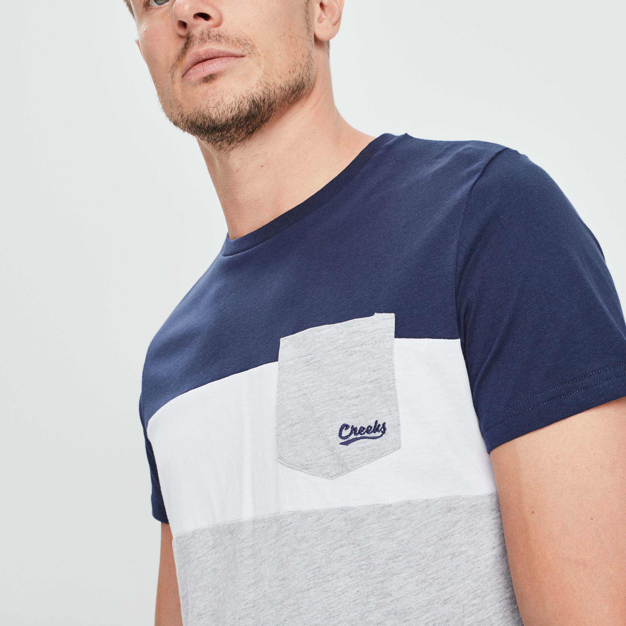 T-shirt manches courtes Creeks gris clair homme | La Halle
