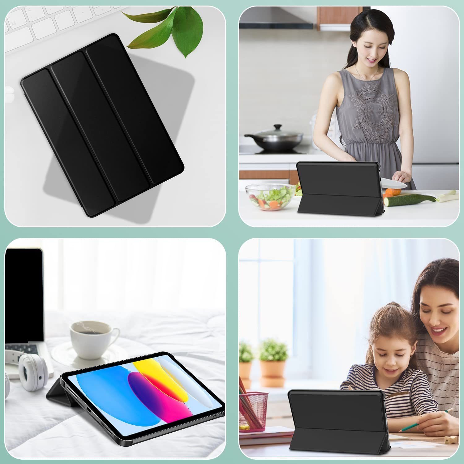 Mutoy Tablet-Hülle Hülle für iPad 10. Generation 10,9 Zoll, Trifold Ständer Schutzhülle mit Stifthalter,Modische Praktische Smart Auto Schlaf/Wach Funktion, Standfunktion Schutzhülle Cover Case Kompatibel mit iPad 10. Gen 2022