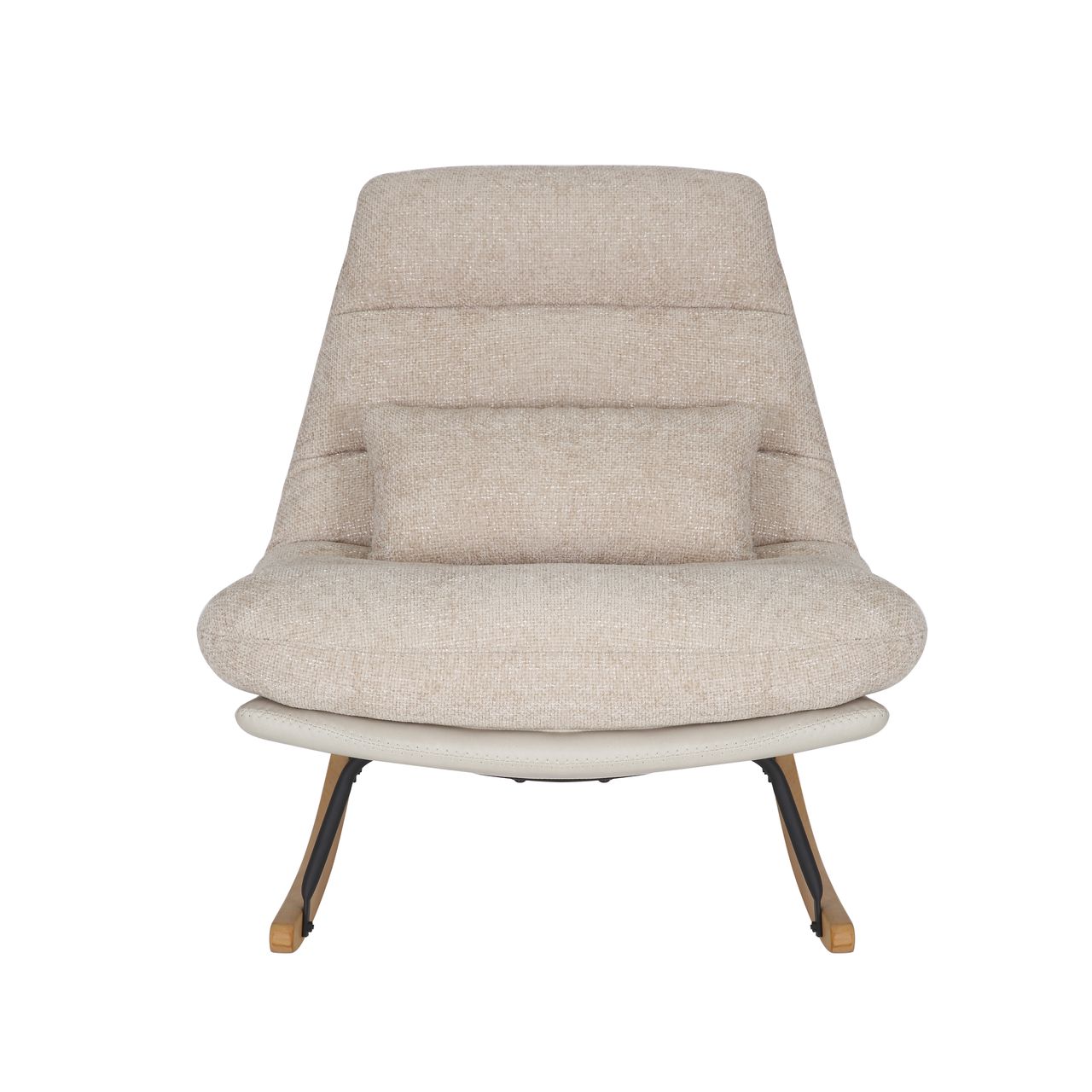 Better Home gepolsterter Schaukelstuhl Relaxsessel mit Buchenholzsockel, beige