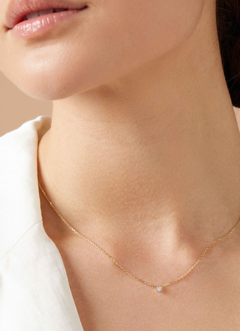 Diamond Point Yellow gold necklace 0.05 ct diamond Joy