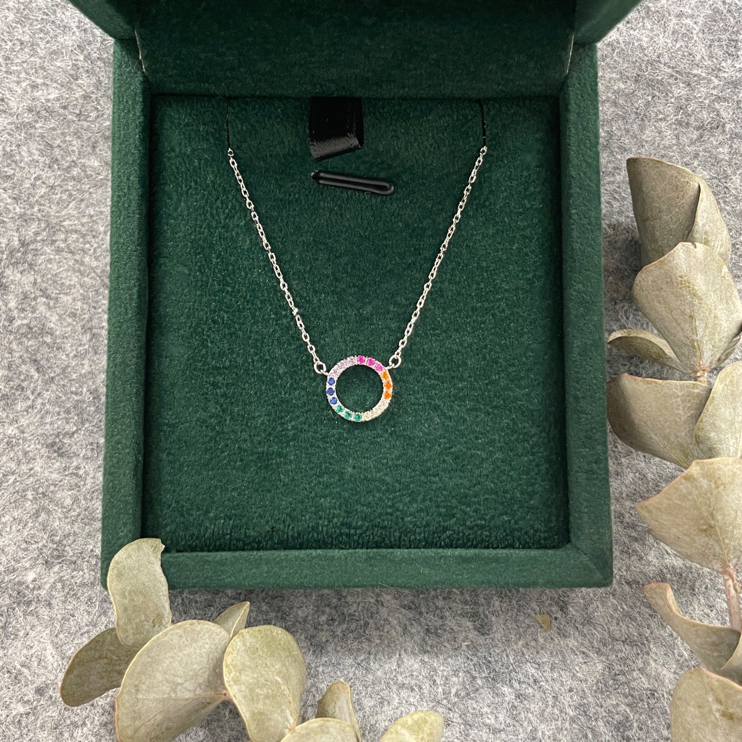 Bodorno Kette mit Anhänger Kette Damen mit buntem Anhänger aus 925 Sterling Silber, Wasserfest