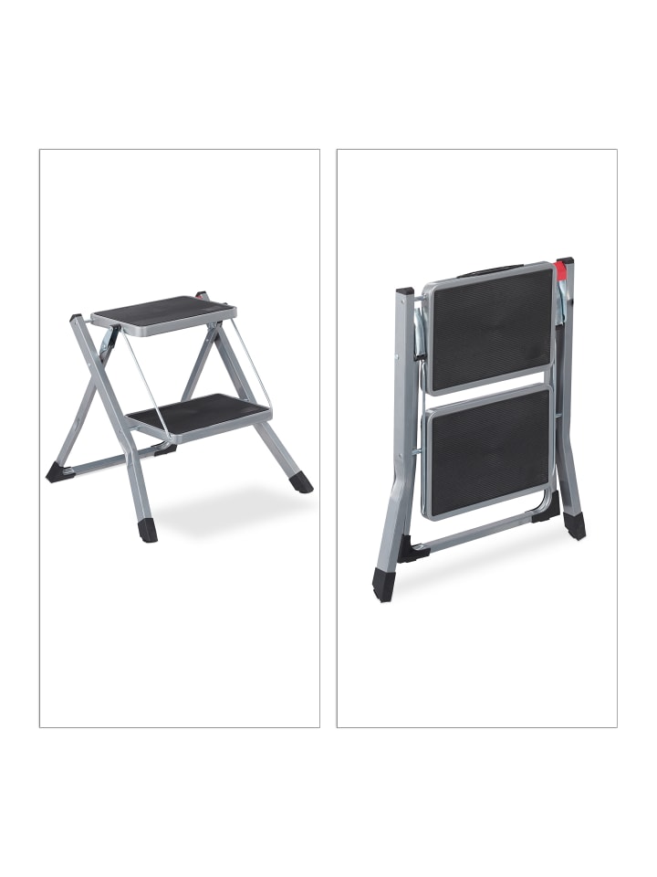 relaxdays Trittleiter in Grau - (B)50 x (H)45 x (T)50 cm günstig kaufen onesize