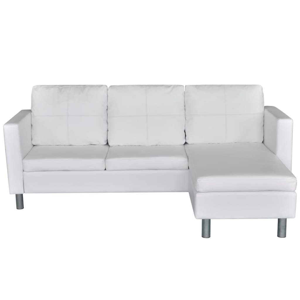 vidaXL Sofa Modulsofa 3-Sitzer Kunstleder Weiß