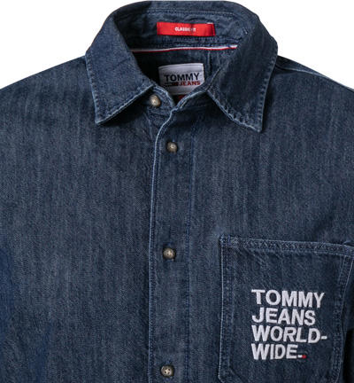 TOMMY JEANS, Jeanshemd, Classic Fit, Bio Baumwolle, dunkelblau