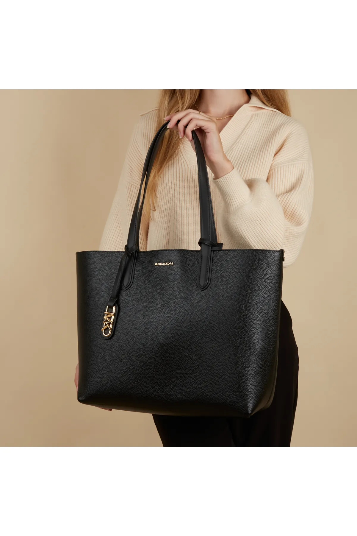 Michael Kors  Eliza Zwarte Leren Shopper 30F3GZAT4T-001