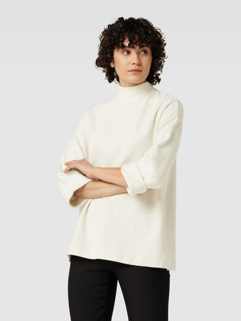Sweatshirt mit Stehkragen Modell 'Ally' in ecru meliert