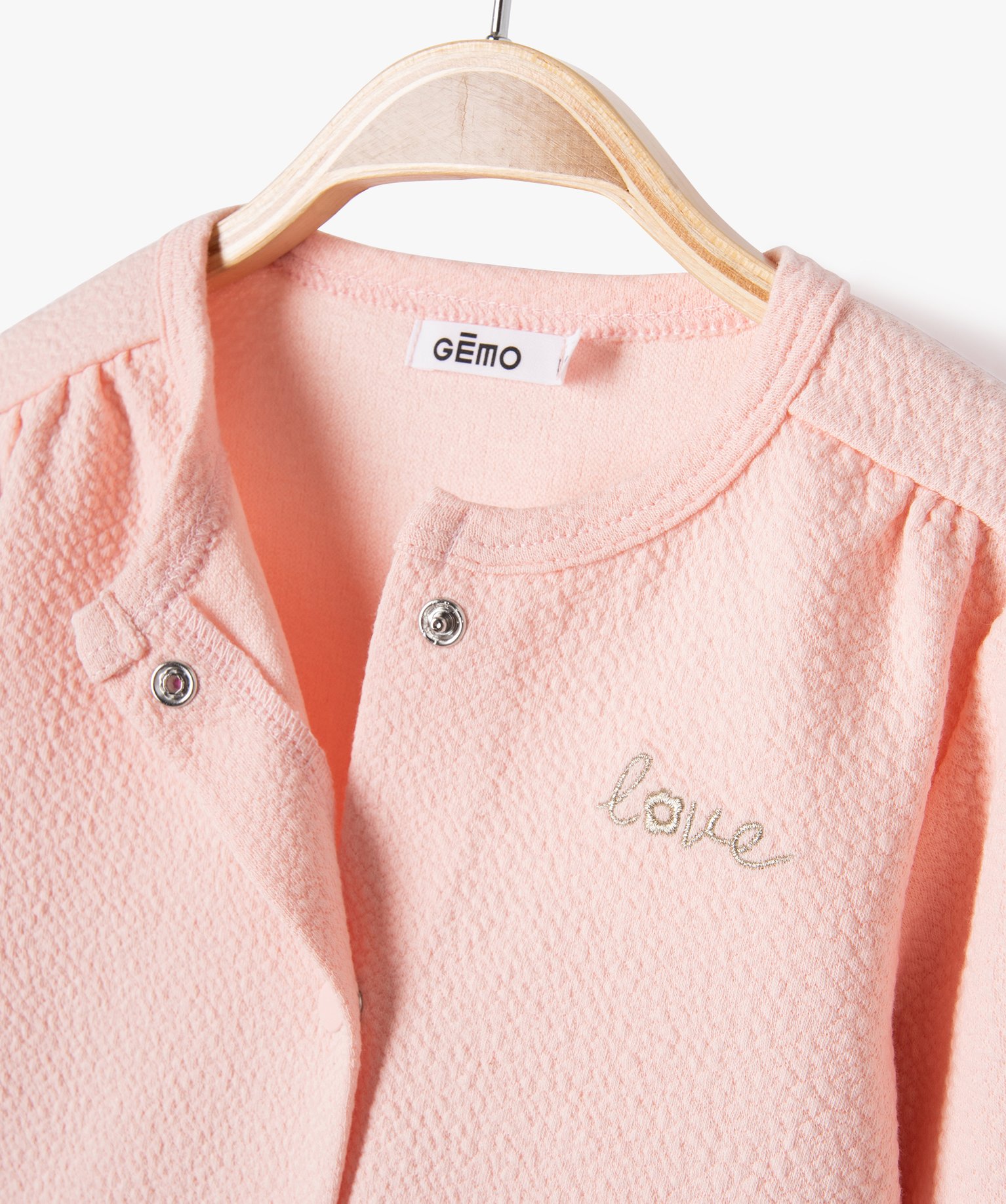 Gilet à boutons-pression bébé fille rose | GEMO