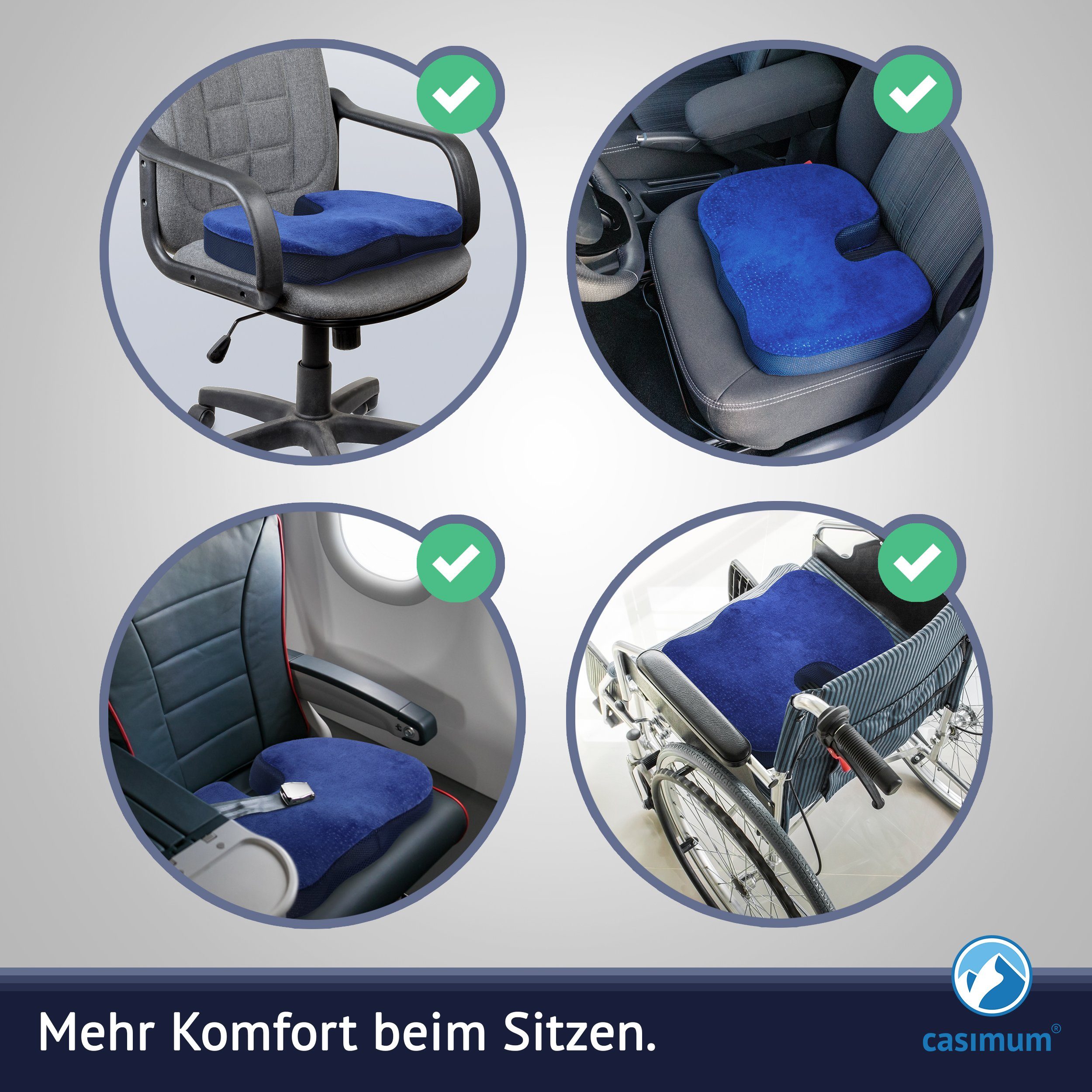 casimum Steißbeinkissen Ergonomisches Sitzkissen, Sitzkissen für Bürostuhl, Home Office Stuhlkissen, 45x33x7cm