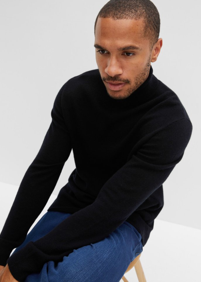 Premium Wollpullover mit Good Cashmere Standard®-Anteil, Rollkragen