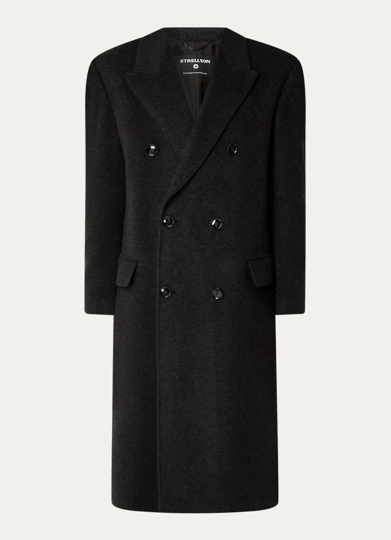 Strellson Laned double-breasted coat in wool blend with flap pockets