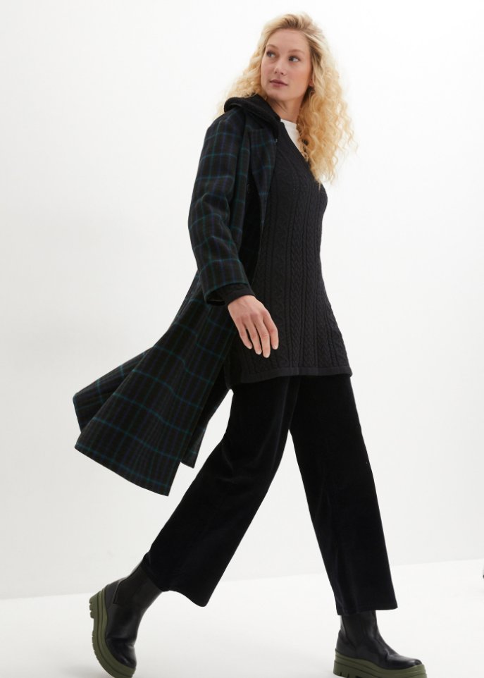 Weiter Baumwoll-Pullover mit Polokragen
