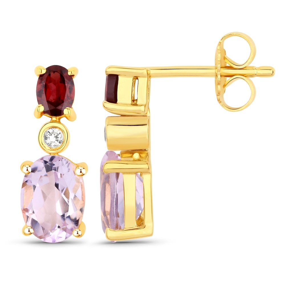 Rafaela Donata Boucles doreilles Argent sterling Améthyste en Or jaune Bijoux