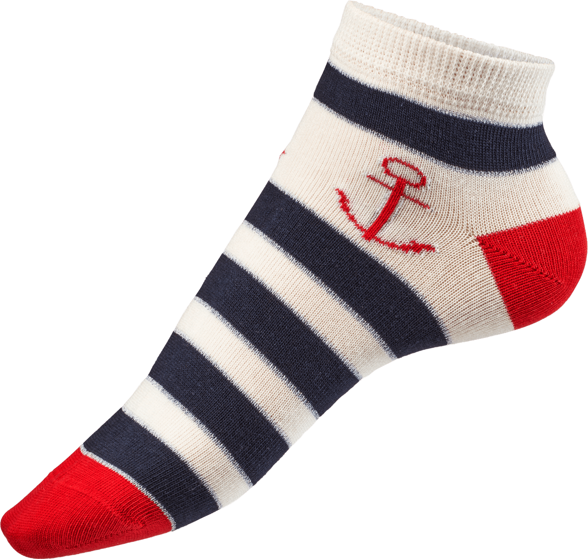 Sneaker Socken mit Anker-Motiv weiß & blau Gr. 39-42, 1 St