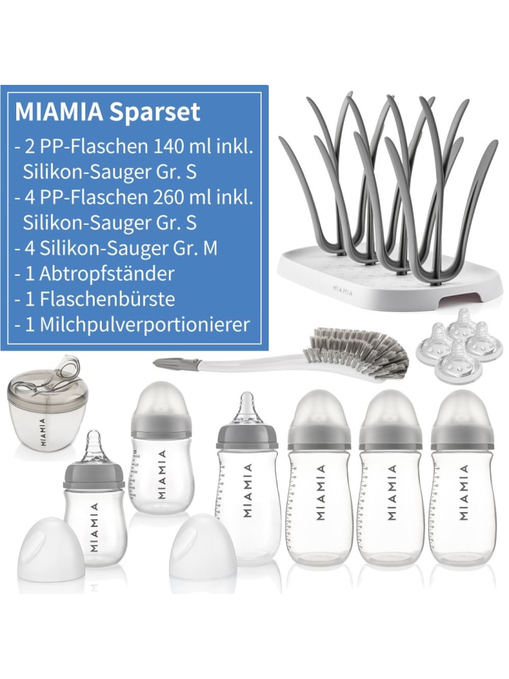 MiaMia 13-tlg. Starter-Set / Flaschen-Set - 6 PP-Flaschen in grau günstig kaufen onesize